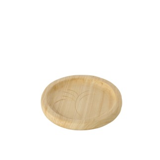 Plateau décoratif en bois de paulownia beige 25x25x3.5 cm