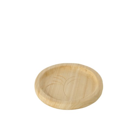 Plateau décoratif en bois de paulownia beige 25x25x3.5 cm