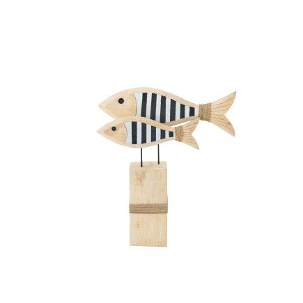 Figurina di pesci in legno di albasia beige 38x10x45 cm