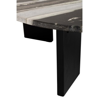 Mesa de centro de mármol negro y gris 90 x 90 x 30 cm