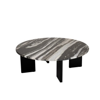Mesa de centro de mármol negro y gris 90 x 90 x 30 cm