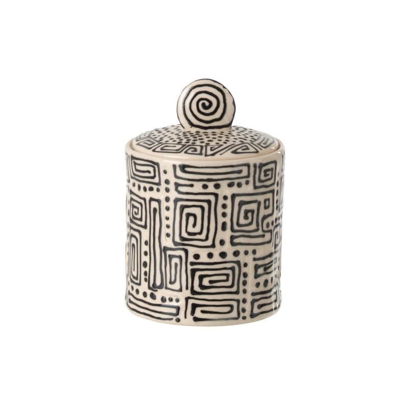 Pot décoratif en céramique blanche et noire 12x12x18 cm Pot décoratif en céramique blanche et noire 12x12x18 cm