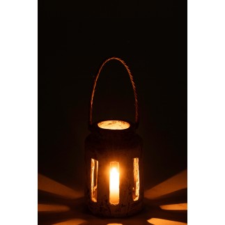 Lanterne pour bougie en céramique noir et blanc 18x18x43 cm