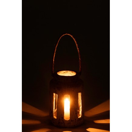 Lanterne pour bougie en céramique noir et blanc 18x18x43 cm