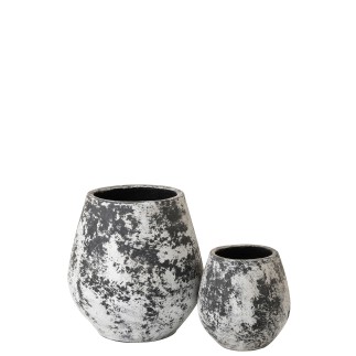 Macetero cerámica blanca y negra 45 x 45 x 46 cm