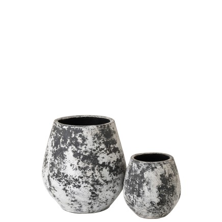 Vaso di fiori in ceramica bianca e nera 45x45x46 cm
