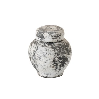 Vaso decorativo in ceramica bianco e nero 14x14x15 cm