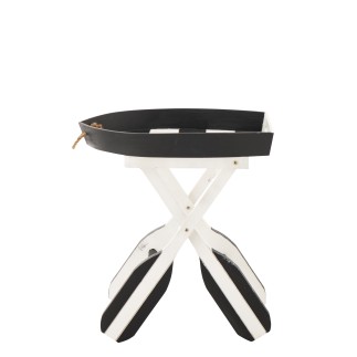 Mesa auxiliar marinha em madeira preta e branca 64x41,2x73,5 cm