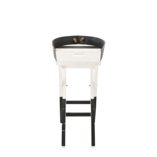 Mesa auxiliar marinha em madeira preta e branca 64x41,2x73,5 cm