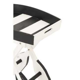 Mesa auxiliar marinha em madeira preta e branca 64x41,2x73,5 cm