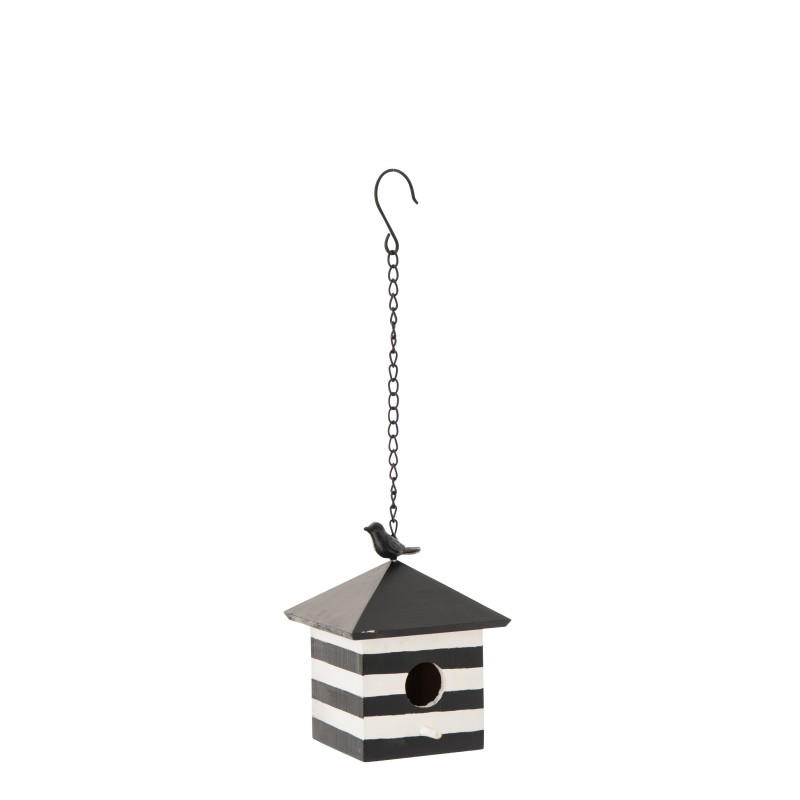 Nichoir suspendu en bois noir et blanc 15.8x15.8x24.8 cm Nichoir suspendu en bois noir et blanc 15.8x15.8x24.8 cm