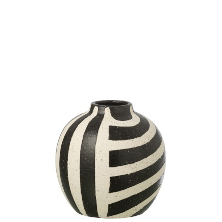 Vase à rayures en céramique blanche 25.5x25.5x23.5 cm