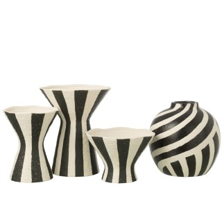 Vaso a righe in ceramica bianca 25,5x25,5x23,5 cm