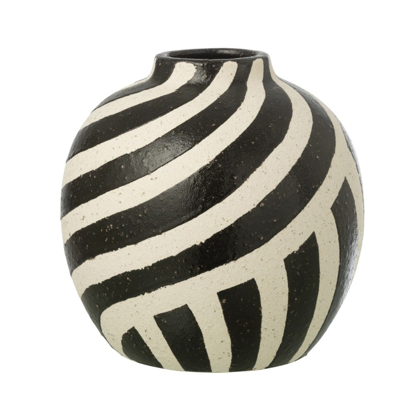 Vase à rayures en céramique blanche 25.5x25.5x23.5 cm