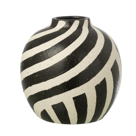 Vase à rayures en céramique blanche 25.5x25.5x23.5 cm