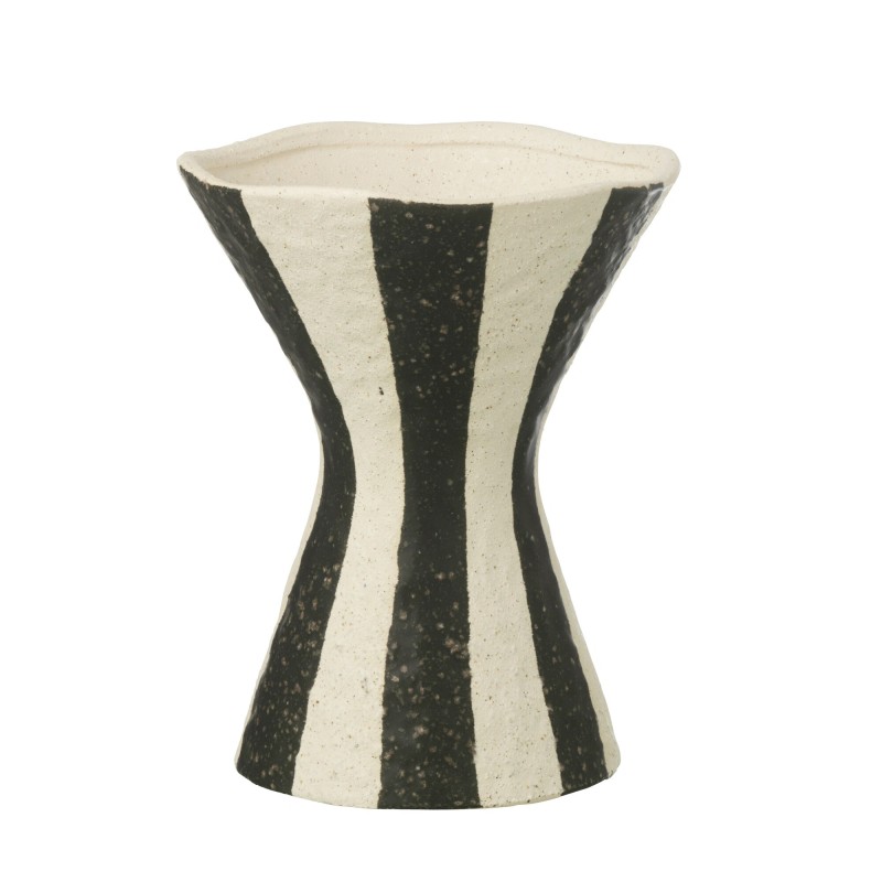 Vaso a strisce in ceramica bianca 18,5x18,5x24 cm Vaso a strisce in ceramica bianca 18,5x18,5x24 cm