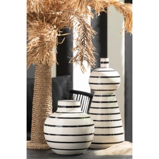 Vaso a righe in ceramica bianca 18x18x26 cm