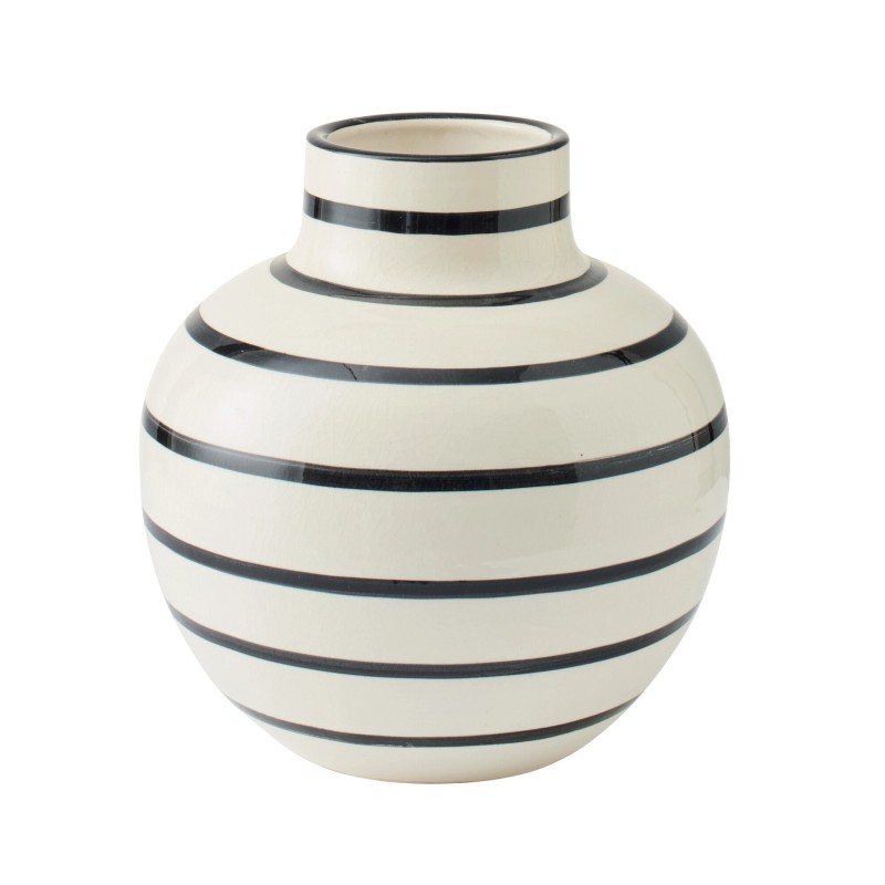 Vaso com riscas em cerâmica branca 18x18x26 cm Vaso com riscas em cerâmica branca 18x18x26 cm