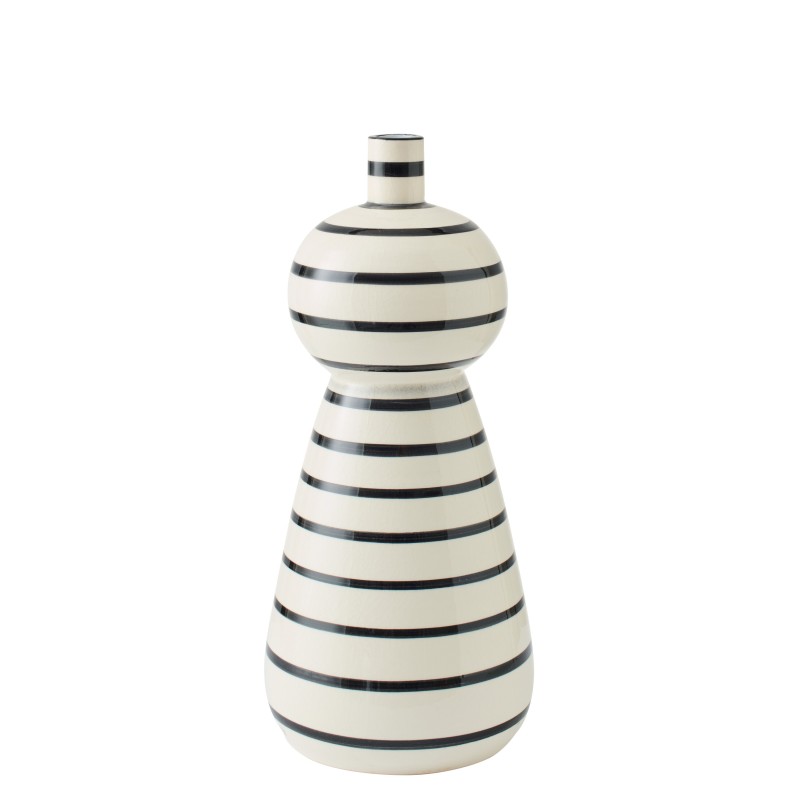 Vaso com riscas em cerâmica branca 17x17x50 cm Vaso com riscas em cerâmica branca 17x17x50 cm