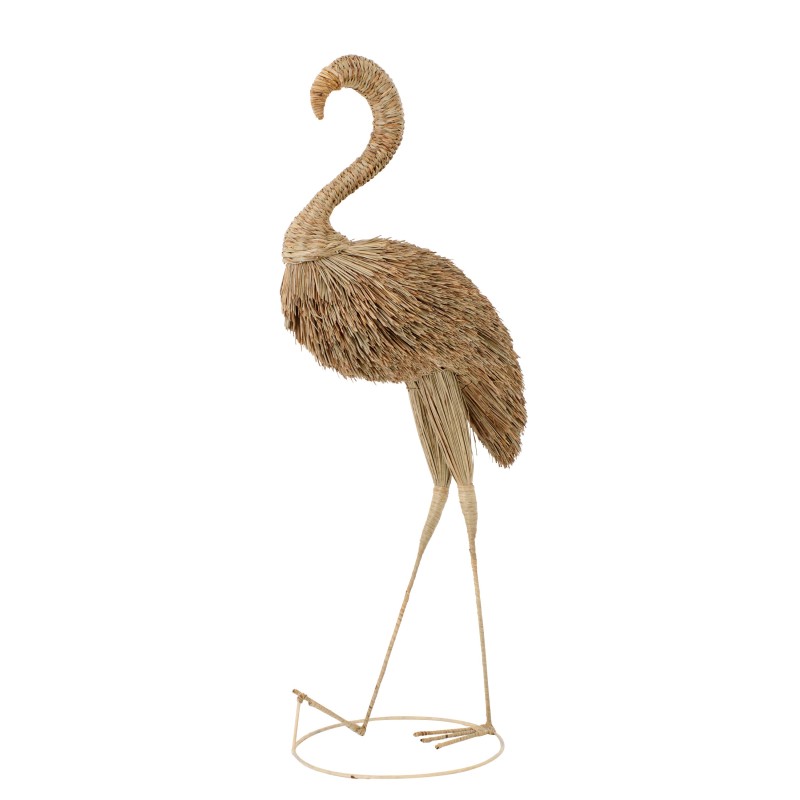 Flamant rose décoratif en herbes naturelles beige 45x40x138 cm Flamant rose décoratif en herbes naturelles beige 45x40x138 cm