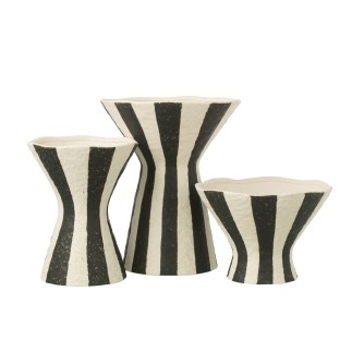 Vaso a righe in ceramica bianca 24,5x24,5x30 cm