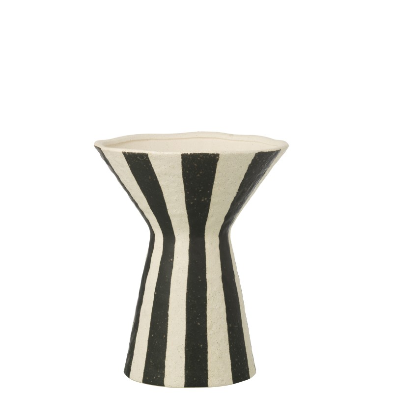 Vaso com riscas em cerâmica branca 24,5 x 24,5 x 30 cm Vaso com riscas em cerâmica branca 24,5 x 24,5 x 30 cm