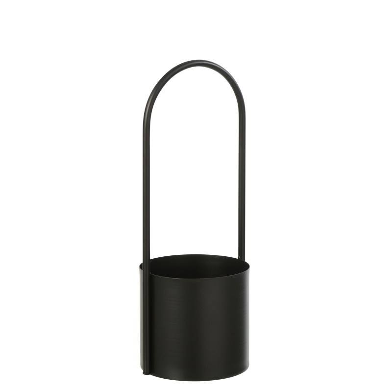 Cache-pot en métal noir 15x15x42 cm