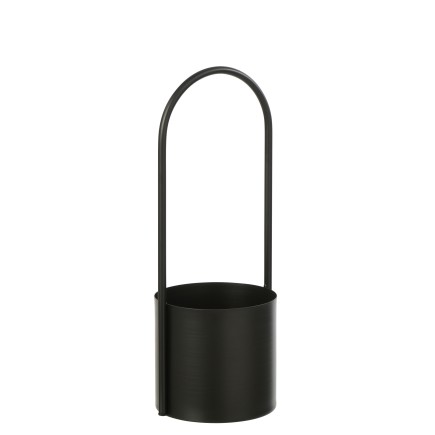 Macetero de metal negro 15 x 15 x 42 cm