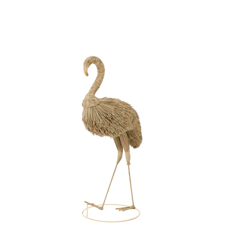 Flamant rose décoratif en herbes naturelles beige 50x40x125 cm Flamant rose décoratif en herbes naturelles beige 50x40x125 cm