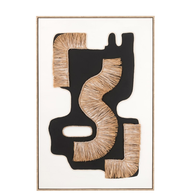 Quadro decorativo in legno e tela beige e nero 83x4,3x123 cm Quadro decorativo in legno e tela beige e nero 83x4,3x123 cm