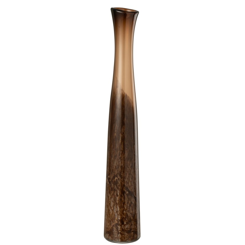 Vase cylindrique en verre marron 10x10x60 cm