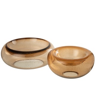 Ciotola decorativa in vetro marrone 33x33x12 cm