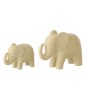 Elefante rayado de poliresina beige 22,2 x 9 x 16,7 cm