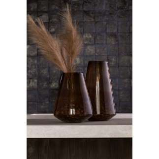 Vase cône en verre marron 21.5x21.5x36.5 cm