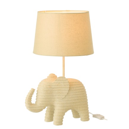 Lampe éléphant ligné en polyrésine beige 31.2x26x48 cm