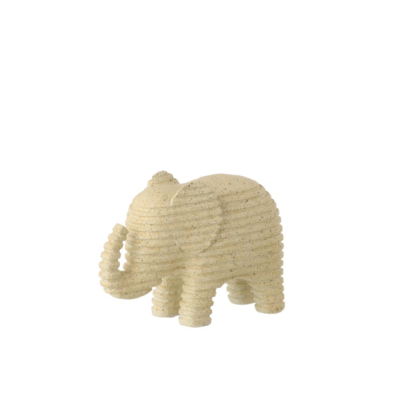 Elefante rayado de poliresina beige 15,5 x 6 x 10,5 cm Elefante rayado de poliresina beige 15,5 x 6 x 10,5 cm