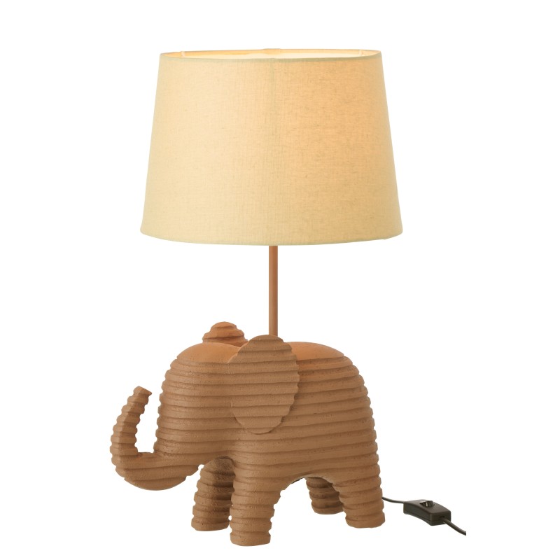 Lampada elefante rigata in poliresina marrone 31,2x26x48 cm Lampada elefante rigata in poliresina marrone 31,2x26x48 cm