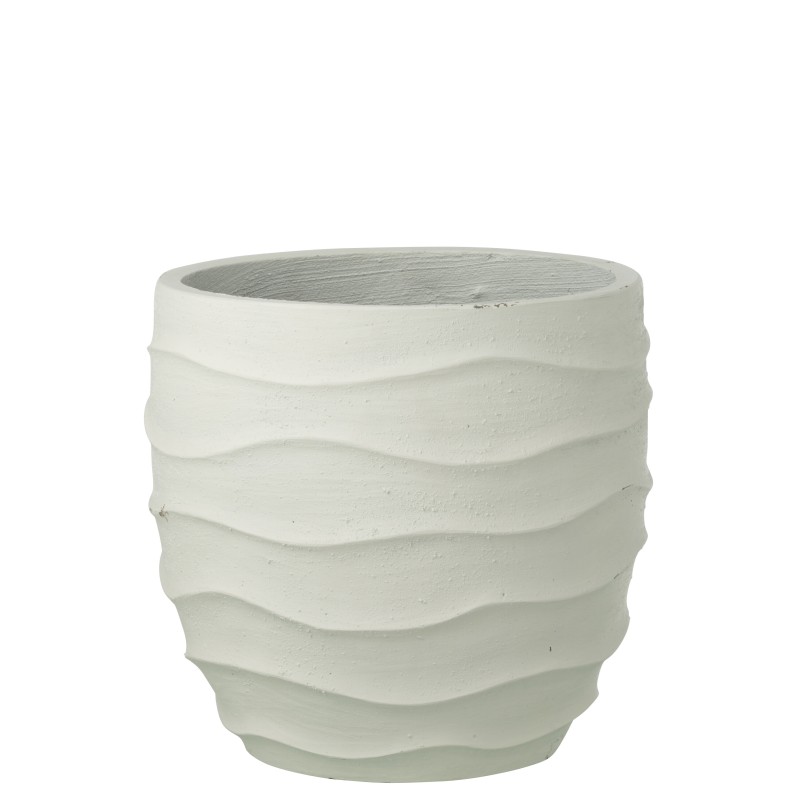 Cache-pot extérieur en céramique blanche 40.5x40.5x38 cm