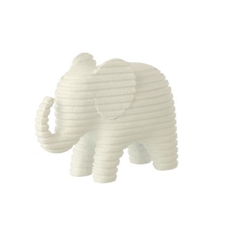 Elefante rigato in poliresina bianca 22,2x9x16,7 cm