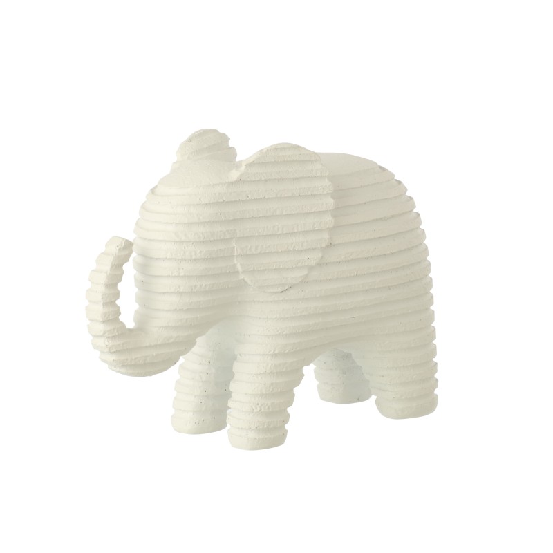 Éléphant ligné en polyrésine blanc 22.2x9x16.7 cm Éléphant ligné en polyrésine blanc 22.2x9x16.7 cm
