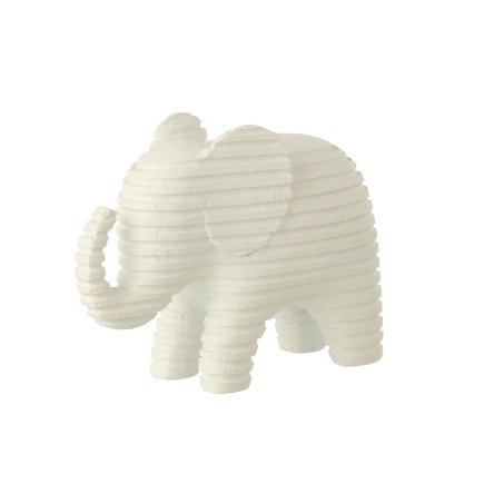 Elefante rigato in poliresina bianca 22,2x9x16,7 cm