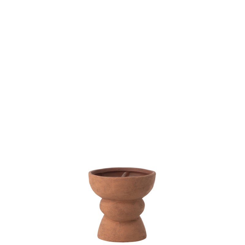 Vaso exterior em cerâmica castanha 19,5 x 19,5 x 19 cm Vaso exterior em cerâmica castanha 19,5 x 19,5 x 19 cm