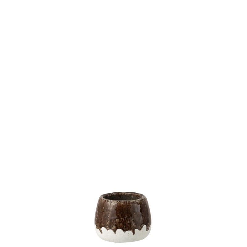 Vaso cerâmica bicolor branca 16x16x12 cm