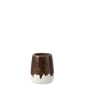 Cache-pot bi-ton en céramique blanc 19.5x19.5x23.5 cm Cache-pot bi-ton en céramique blanc 19.5x19.5x23.5 cm