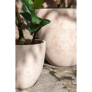 Vaso exterior em cerâmica bege 36x36x34 cm