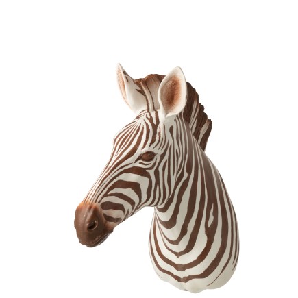 Testa di zebra da appendere in poliresina marrone 33x58x78 cm