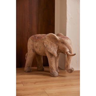 Éléphant en polyrésine beige 80x30x55 cm