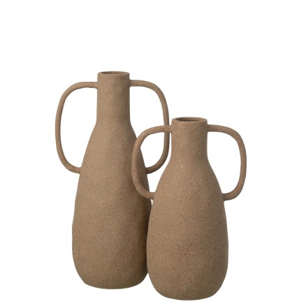 Vaso de cerâmica bege 21,5 x 15,5 x 41 cm