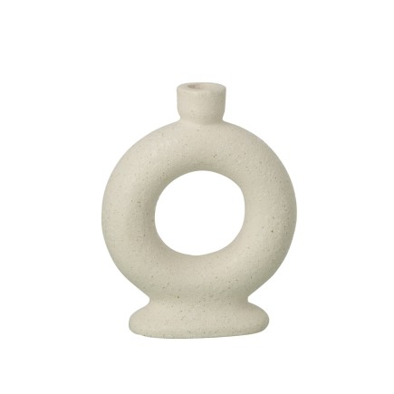 Vaso solitário com anel em cerâmica branca quebrada 16,5 x 16,5 x 21 cm
