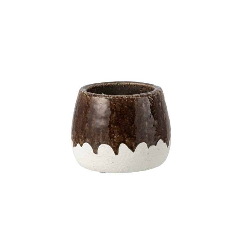 Cache-pot bi-ton en céramique blanc 19.5x19.5x15 cm Cache-pot bi-ton en céramique blanc 19.5x19.5x15 cm